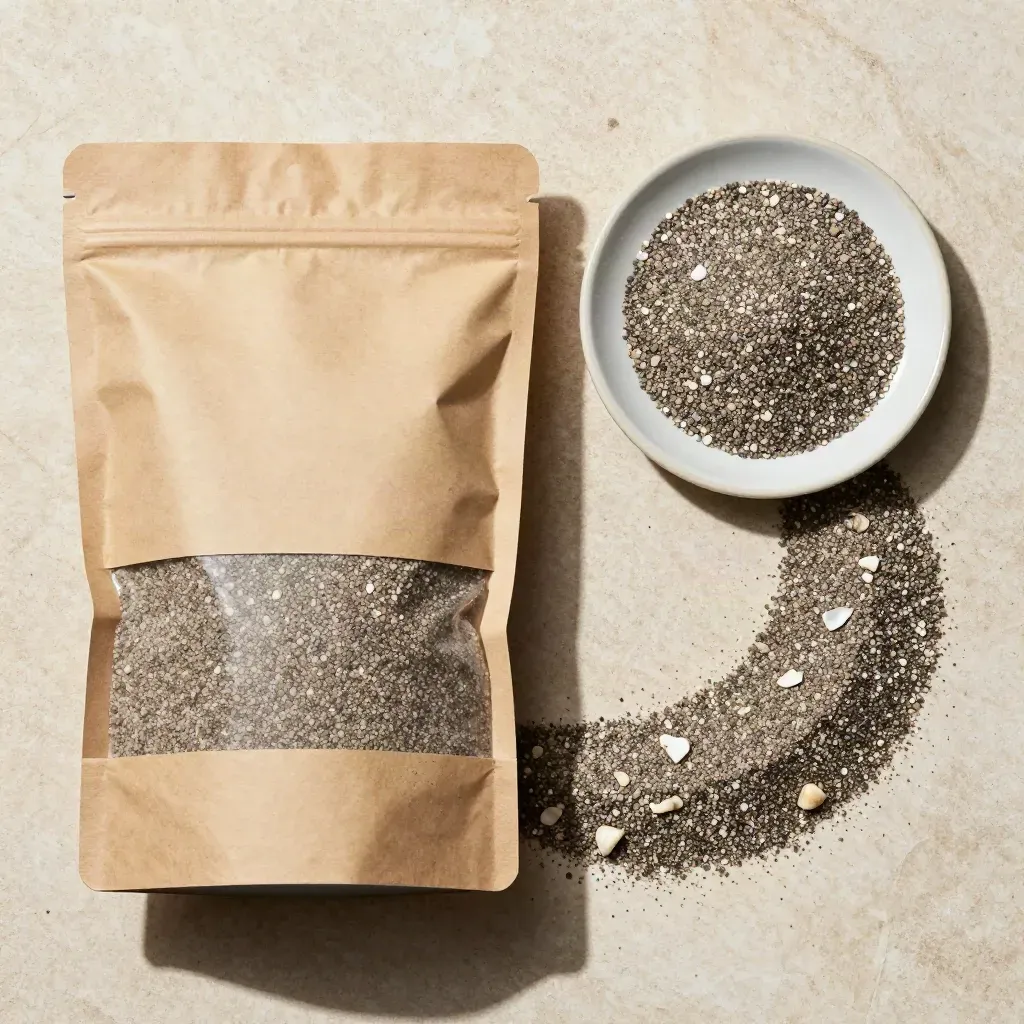 Overhead grit pack with shell fragments and ceramic dish on limestone slab